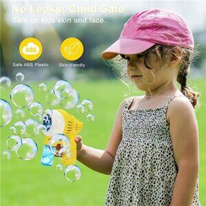 Bubble Machine for Toddlers Bubble Maker with Music and Light for Kids (Yellow)